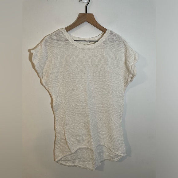 Moth Tops - Moth Anthropologie White Cotton Slub Knit Short
Dolman Sleeve High Low Tunic Med